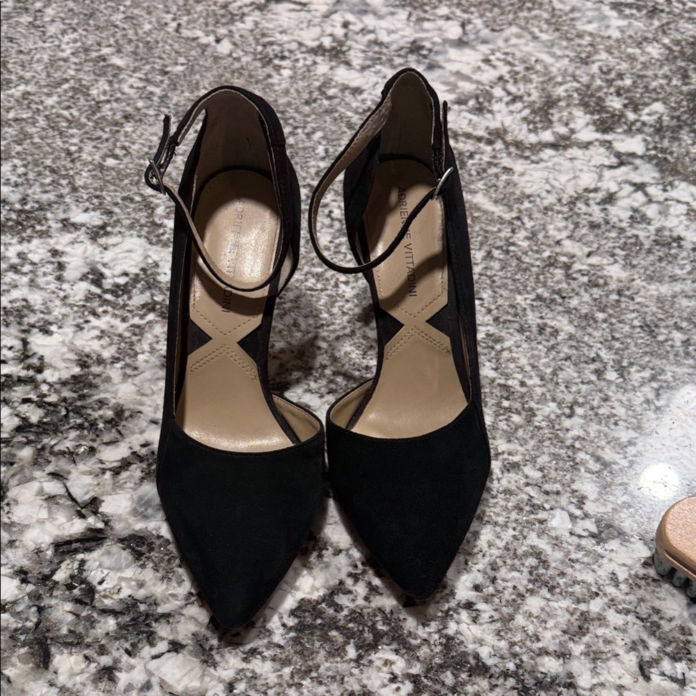 Adrienne Vittadini Black Suede Heels